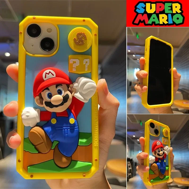 Чехол для телефона Super Mario 3D для IPhone 14 13 12 11 Pro Max Аниме Забавный силиконовый креативный мультяшный ударопрочный милый мягкий чехол