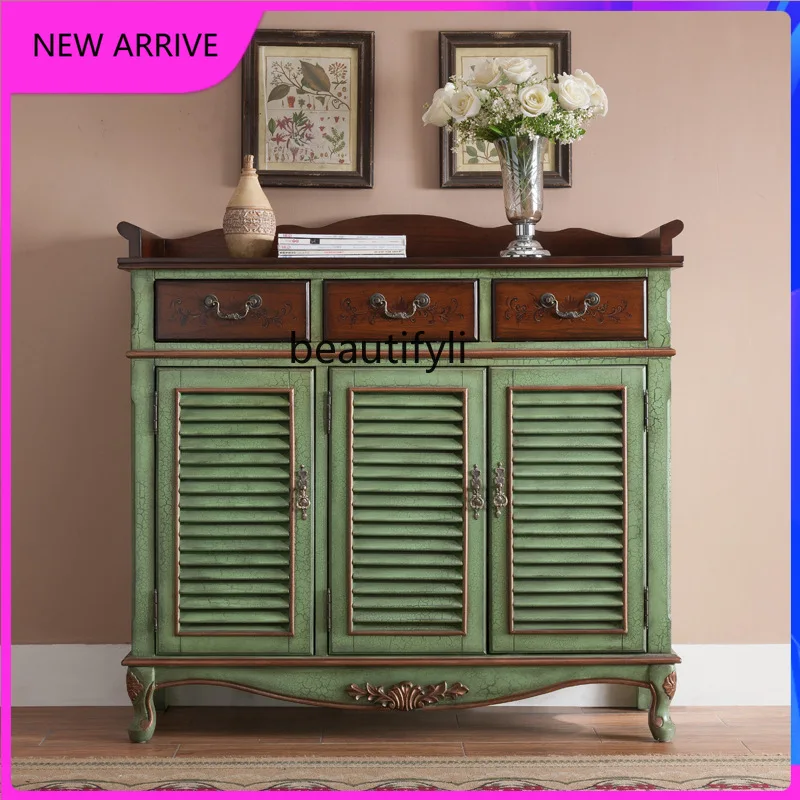 

Breathable shoe cabinet Solid wood entry with drawers Partition porch cabinet Locker Small apartment retro H