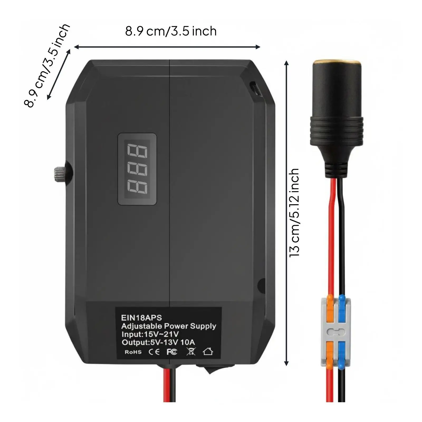 Adjustable Adapter Overcurrent Protection Tool Electrical Potential Reducer Built-in Switch 18V to 12V Converter for DIY Users,