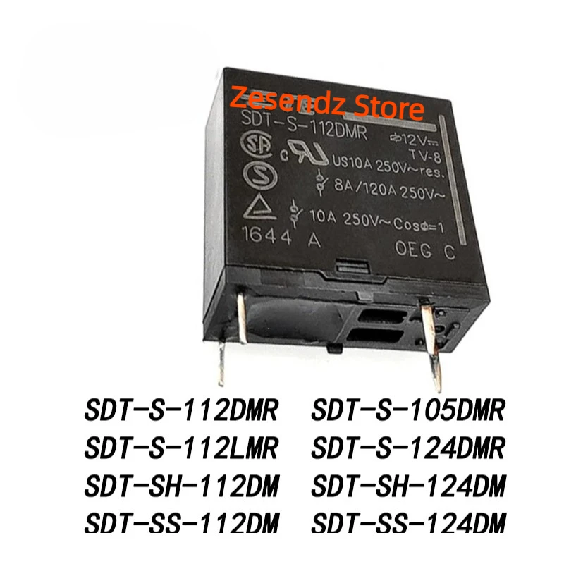 SDT-S-112LMRリレー、5v、12vdc、4ピン、5a、SDT-S-112DMR、SDT-SH-112DM、SDT-SH-124DM、SDT-SS-112DM、10a、新品、5個