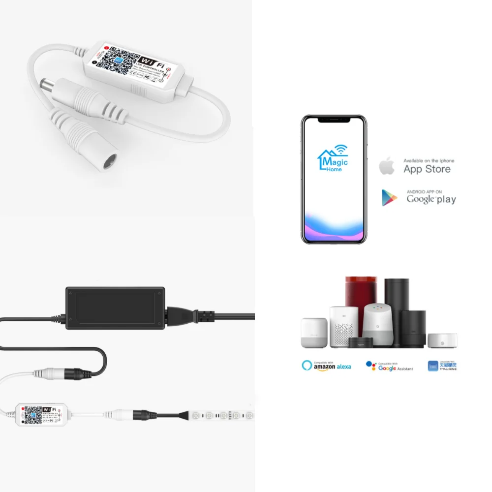 Magic Home WiFi Led Dimmer Controller Wireless Remote Controller DC12V 24V 5050 5630 3528 Single Color Strip for Alexa Google