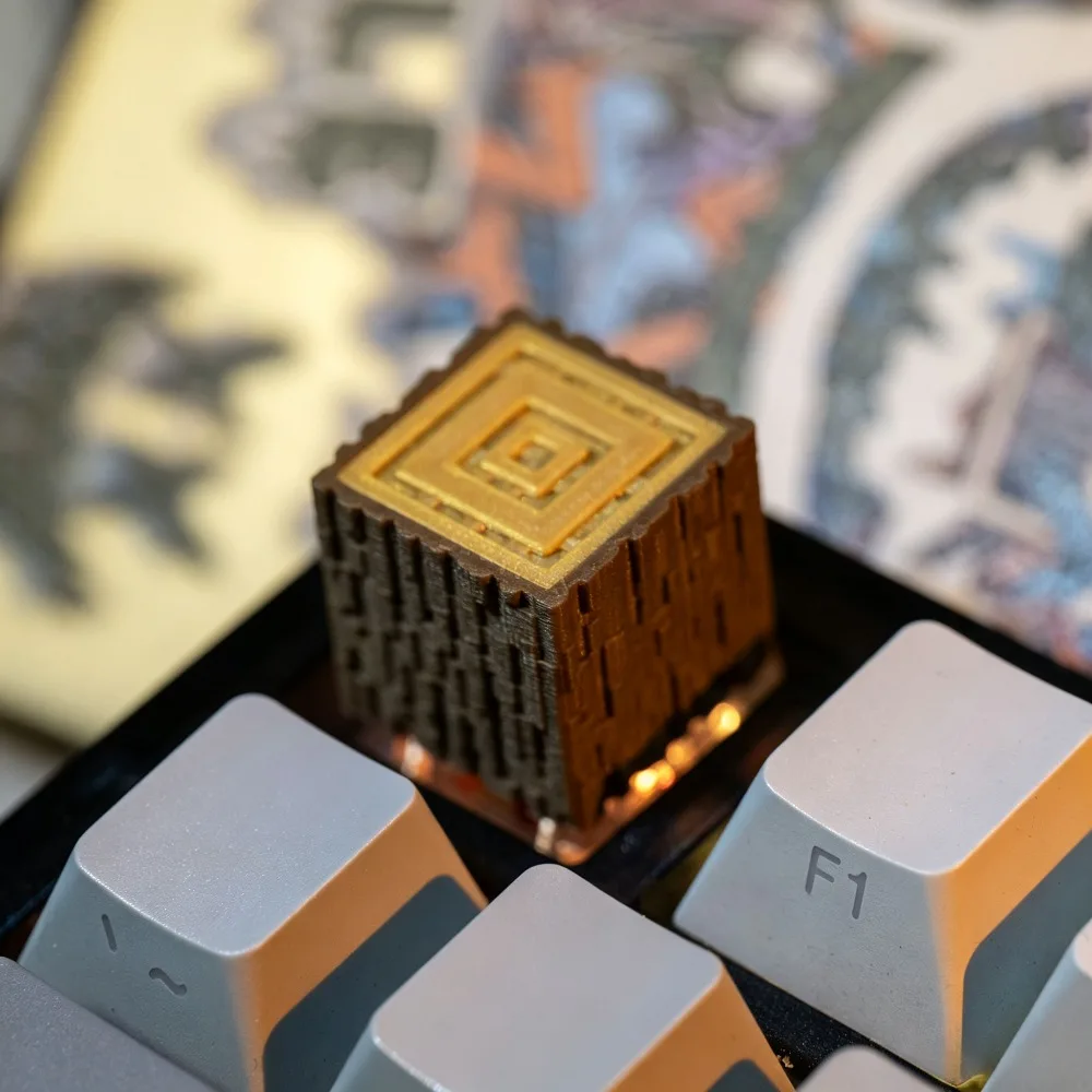 Pixel-style Wooden Keyboard, Featuring a Gaming Theme and desktop Decoration, Is Perfect for Gamers and Keyboard Collectors.
