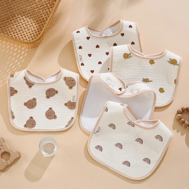 7 stücke Baumwolle Baby Lätzchen Wasserdichte Spucktücher Neugeborenen Speichel Handtuch Cartoon Print Babys Zubehör Baby Fütterung Lätzchen Artikel – Detail 1