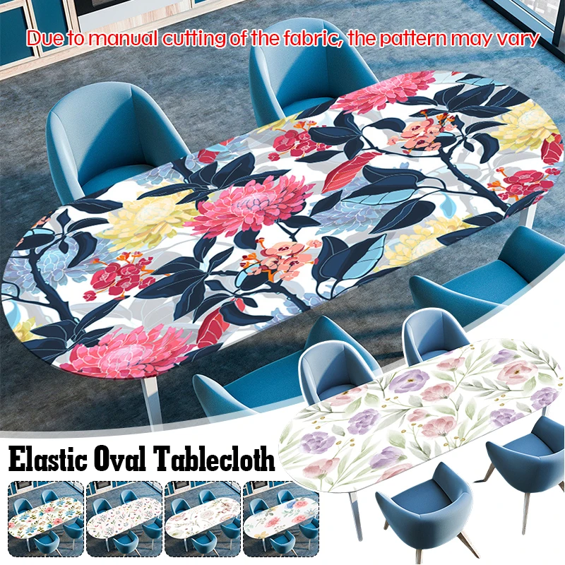 

Oval Table Tablecloth Table Cover Elastic Fits for 4Chairs Dining Room Table Folding Tables Washable Table Cover for Picnic Camp