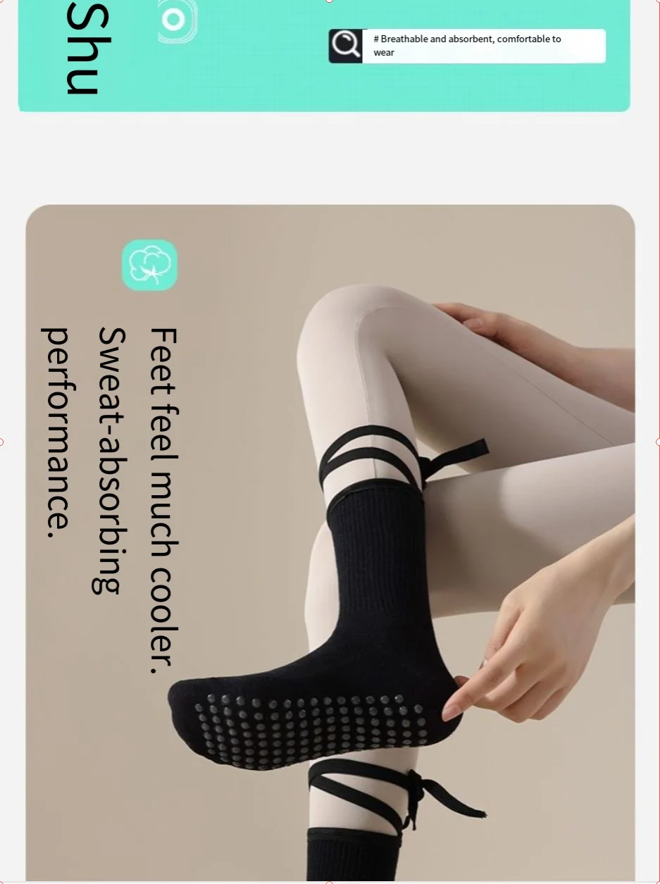 جوارب يوجا ماركة 2025 جوارب بيلاتيس مضادة للانزلاق بلون عادي جوارب يوجا كلاسيكية متعددة الاستخدامات جوارب منتصف الساق للياقة البدنية جوارب متقاطعة بإبزيم