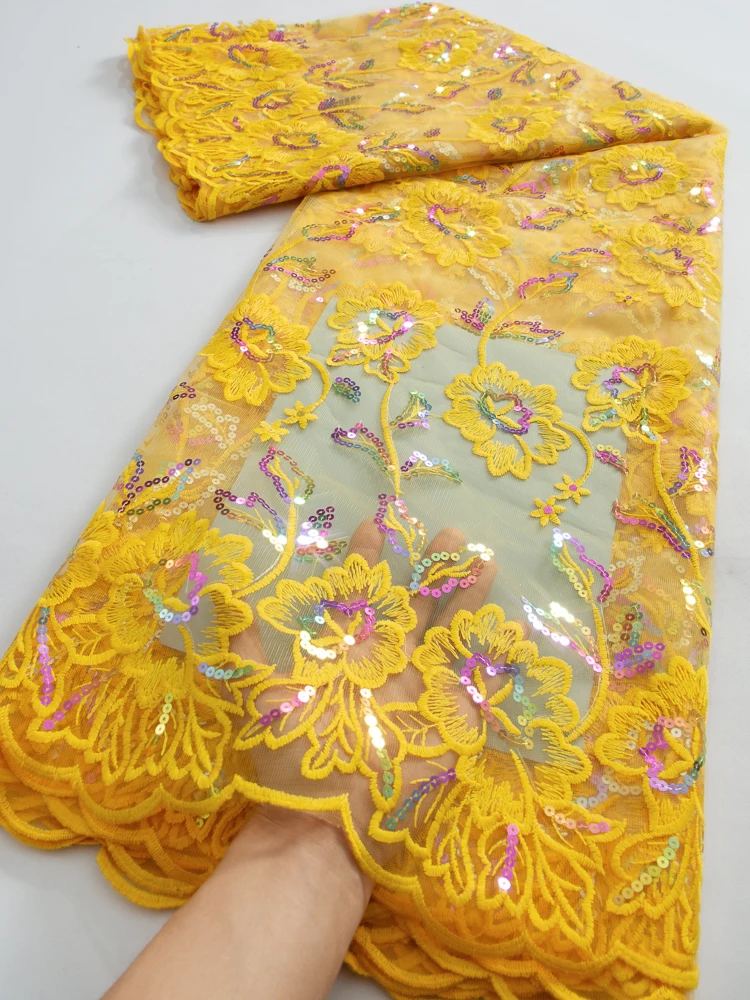 

Французская Тюлевая кружевная ткань с блестками, новинка 2023, Африканское Сетчатое кружево с блестками, нигерийское кружево для женских свадебных платьев, TY3770