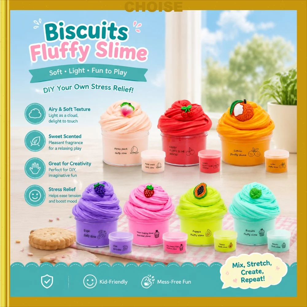 60ml Crystal Mud Slime Colorful DIY Stress Relief Toy Fruit Watermelon Lemon Cherry Coconut Colored Mud Clay