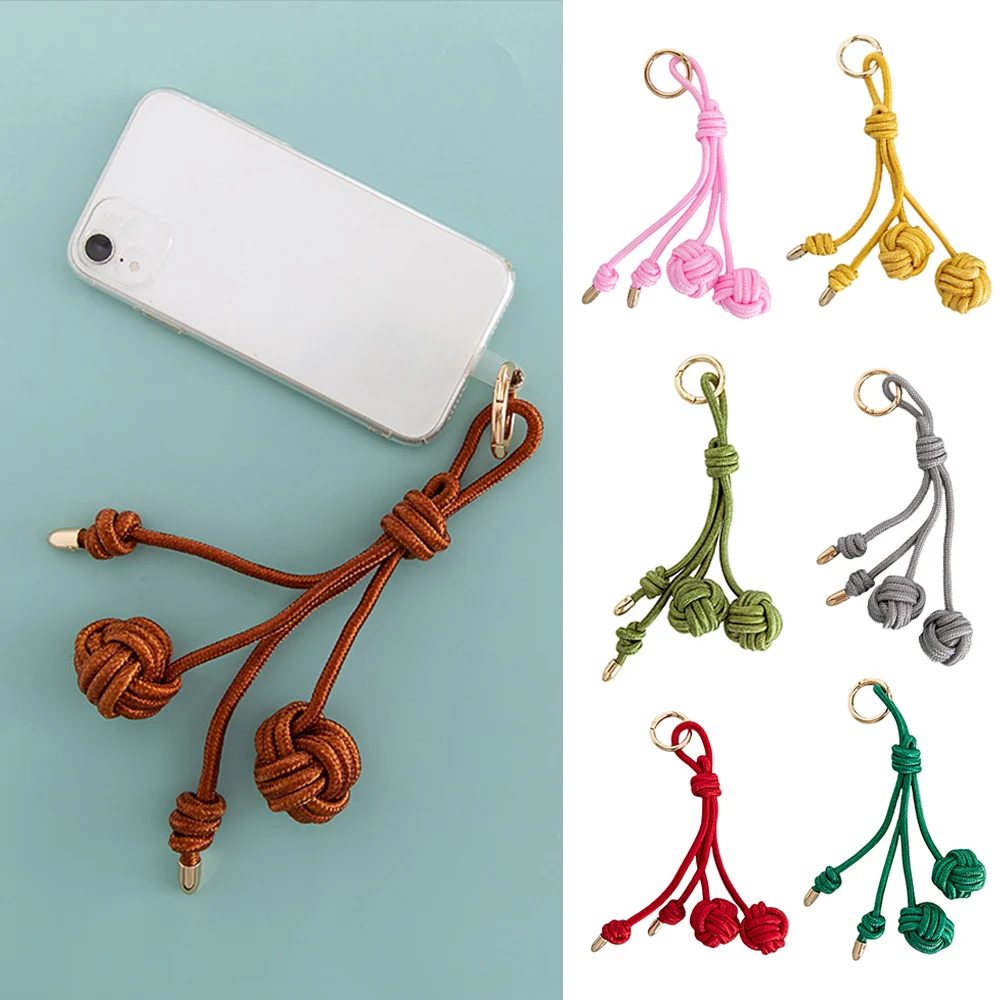 Phone Ornament With Hanging Buckle Bag Hanging Decoration Hand Woven Rope Keychain Bag Pendant Creative Volleyball Pendant