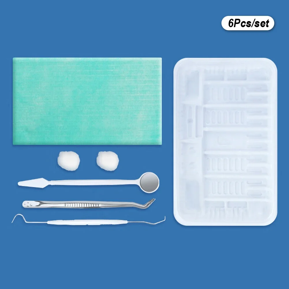 10 Packs Disposable Dental Instrument Tool Kit Mouth Mirror Tweezer Probe Holder Tray Scarf Dentist Clinic Oral Care Consumable