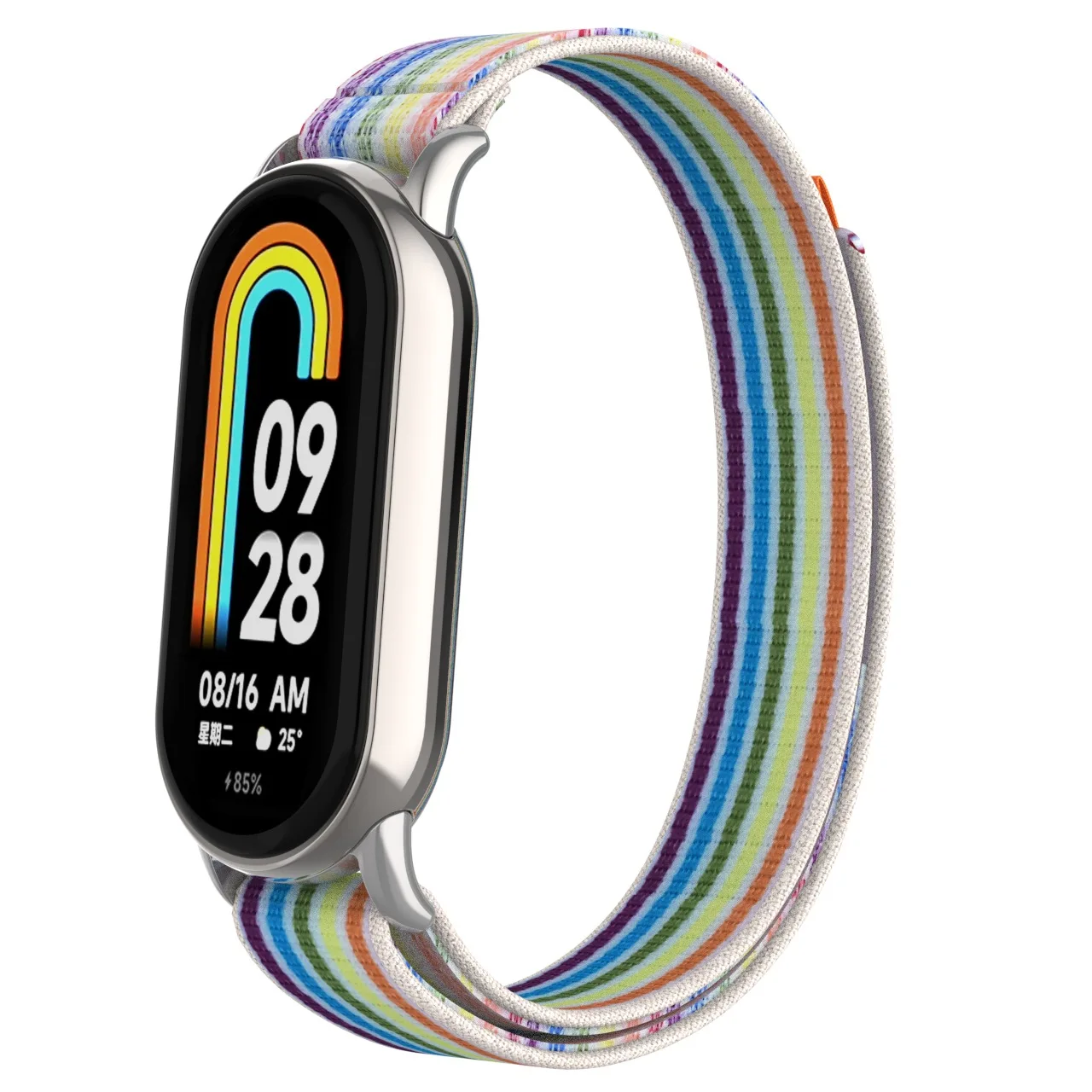 Cinturino in nylon traspirante per Xiaomi Mi Band 8 Bracciale con testa in metallo Particelle Cintura di ricambio estiva