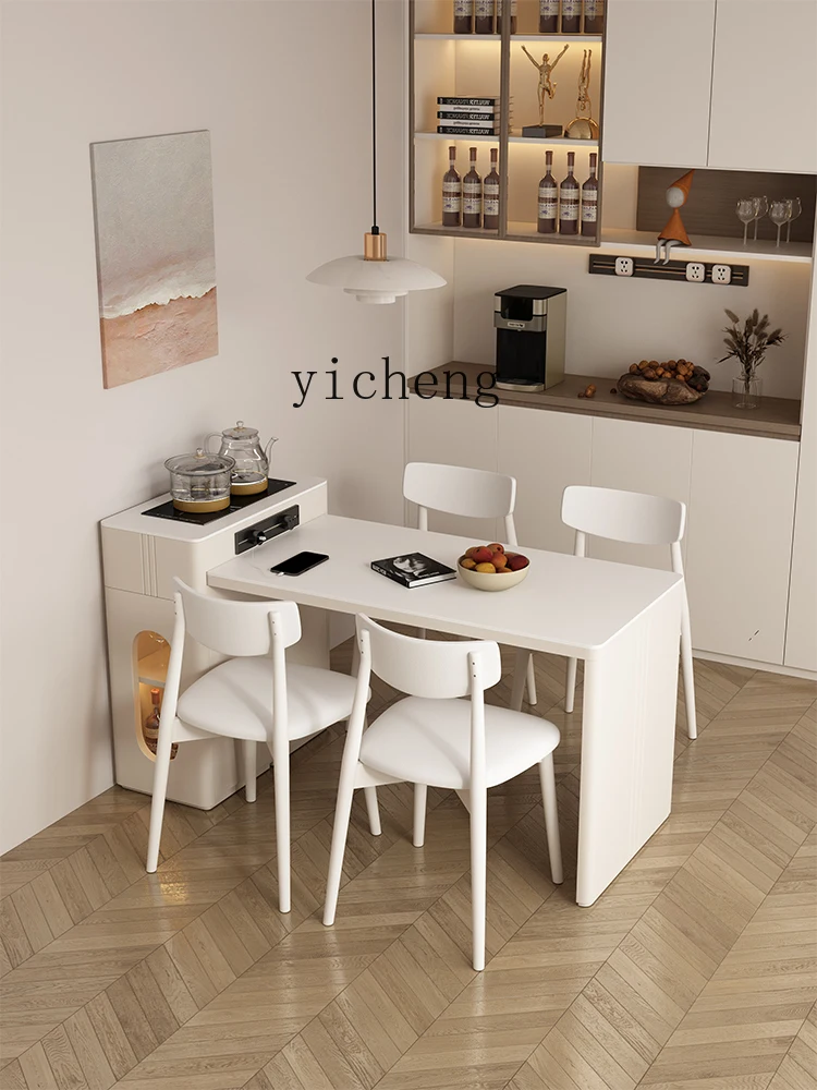 Zk Cream Style Kitchen Island Dining Table Tea Table Integrated Small Apartment Retractable Household Economical