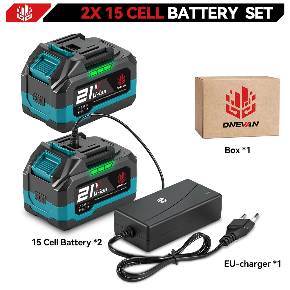 ONEVAN 22500mAh 15000mAh Lithium-Ionen-Akku, geeignet für Lüfter, Schraubenschlüssel, wiederaufladbarer Akku für Makita 18V 21V Akku-Werkzeug