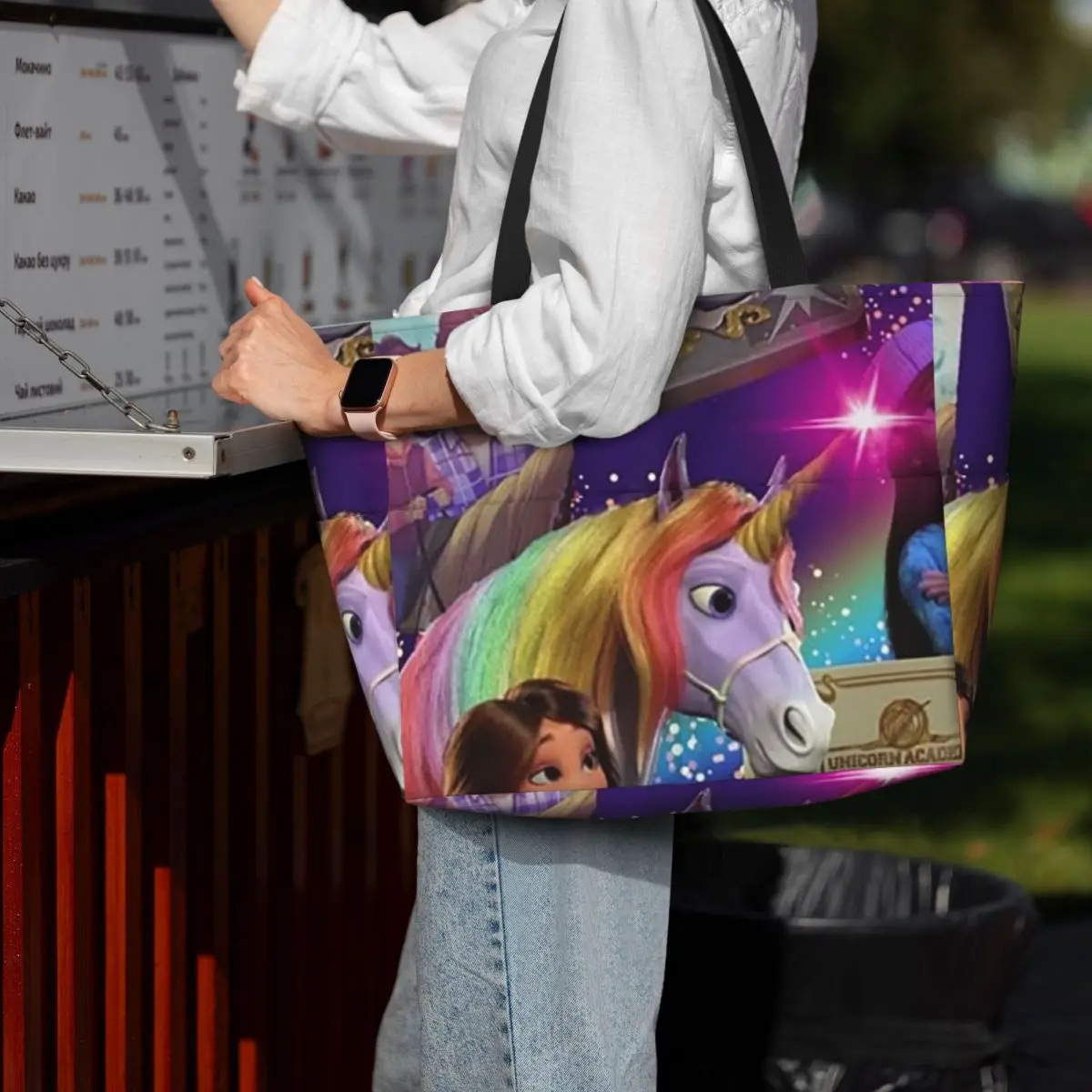 Unicorn Academy Animation Girls Beach Tote Bag Sport Gym Yoga Duffle Large Tote Bag Women Travel Bag Fitness bag