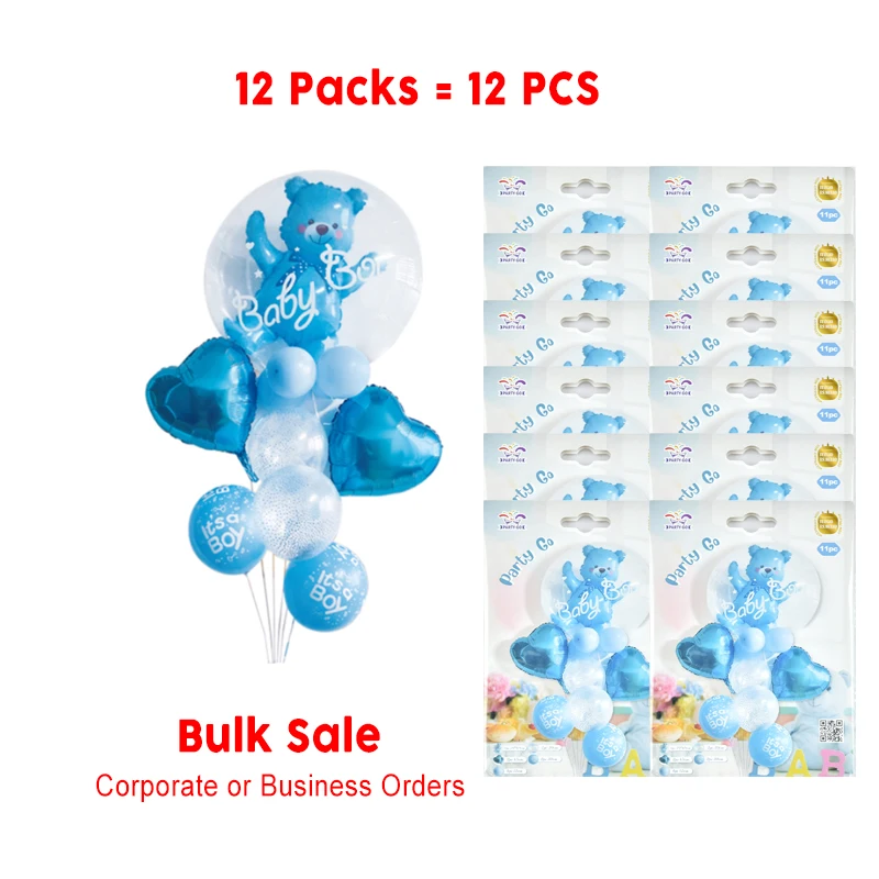 

12 Pieces-24'' Blue Bear Balloon Set 11pcs/Set 12 Sets with Accessories