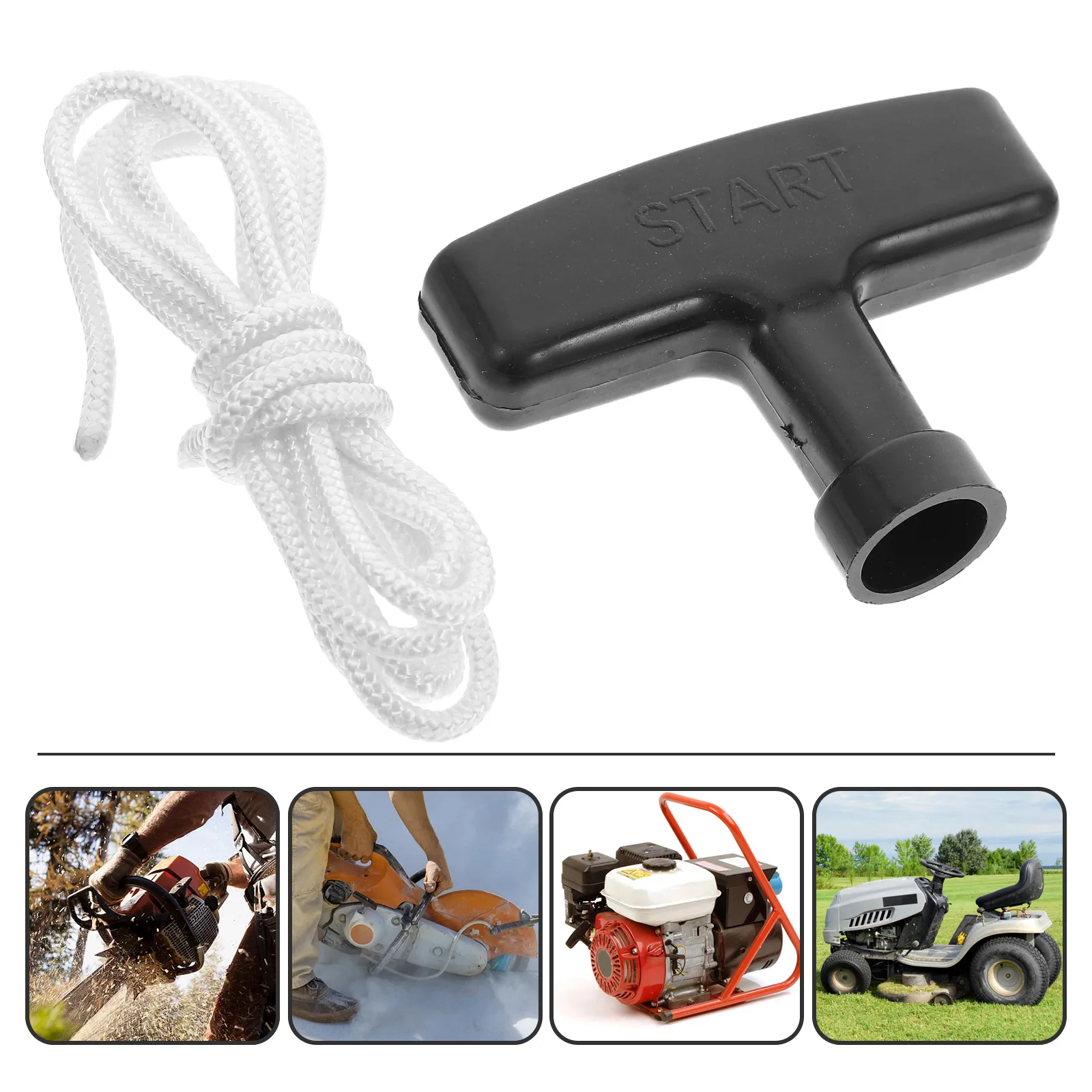 

2 Sets Lawn Mower Pull Cord Starter Handle Replacement Parts Plastic Rope Handles for Trimmer Hedge Tools Accessories