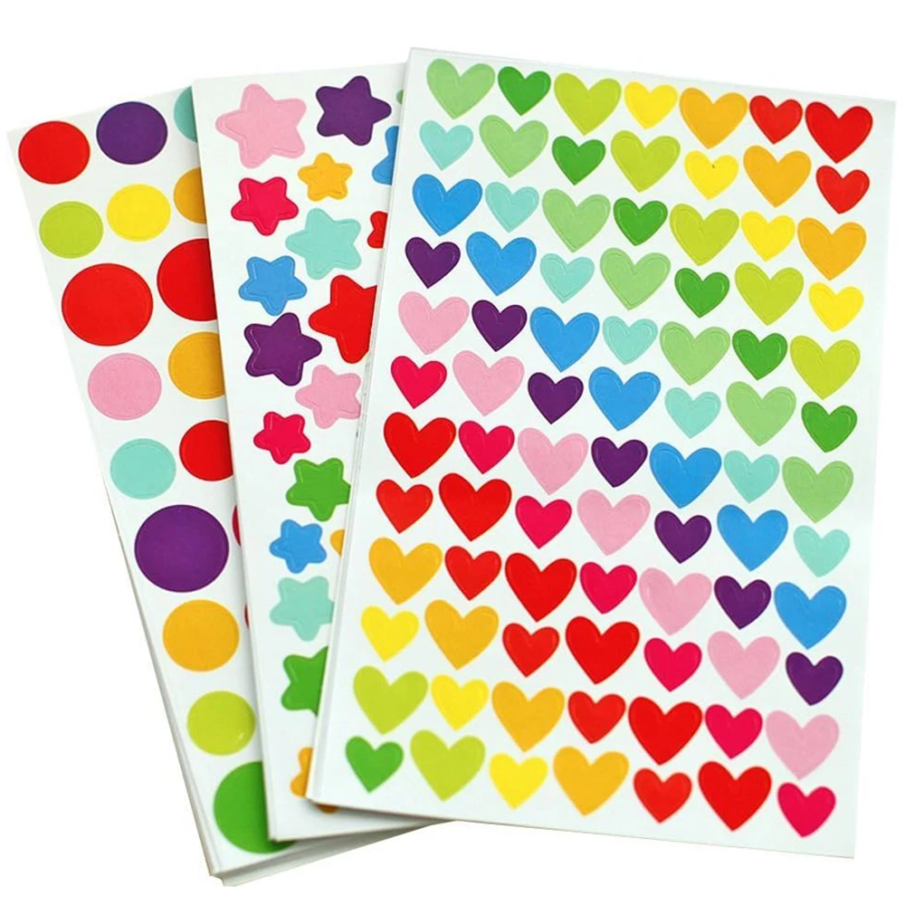 20/40sheet Reward Stickers for Children Colorful Flower Star Heart Dot Behavior Chart Scrapbook Sticker Student Teacher Supplies