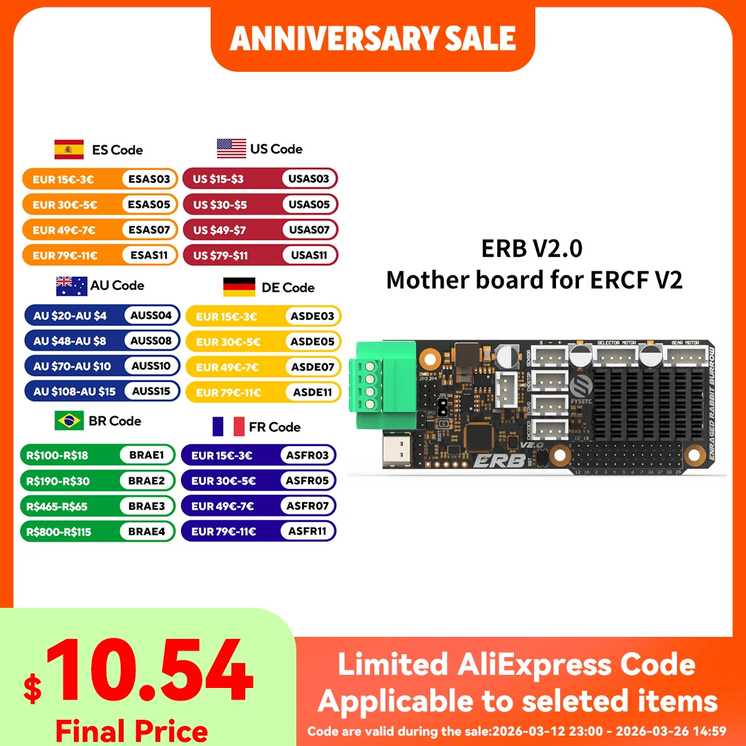 ERB V2.0 Mother board based on RP2040 TMC2209 Drivers with CANBUS interface for Voron ERCF V2.0 Enraged Rabbit Carrot Feeder