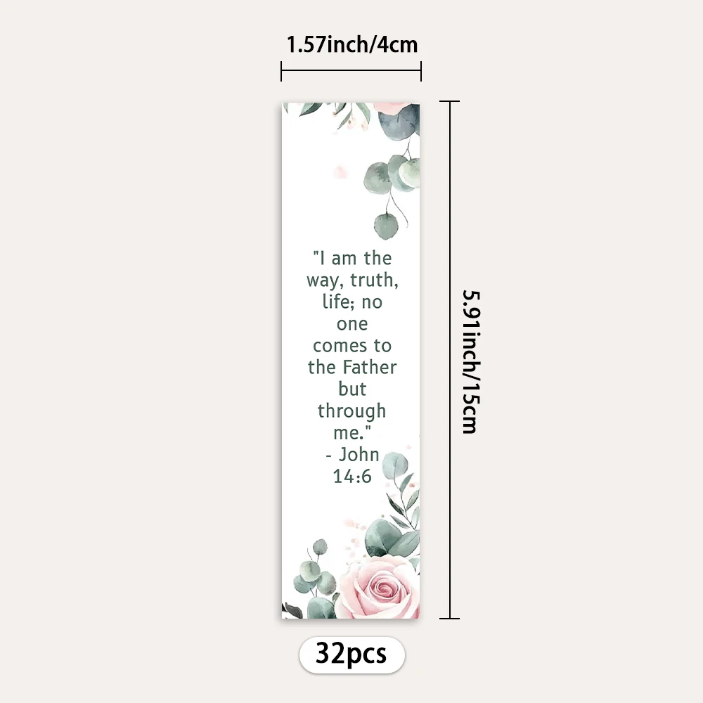 32pcs Bible Bookmarks Set, Watercolor Floral Style, Ideal Gift for Readers and Book Lovers,Perfect Birthday and New Year Present