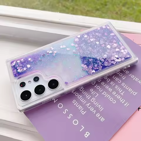 Bling Sequins Dynamic Liquid Quicksand Phone Case For Samsung Galaxy S24 S23 FE S22 S21 S20 Plus S10 Note 20 Ultra 10 9 8 Cover
