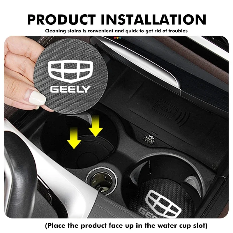 

2Pcs Waterproof Easy Clean Car Cup Mat for Geely Monjaro Atlas Coolray Emgrand Lynk & Co 01 02 03 Auto Interior Accessories