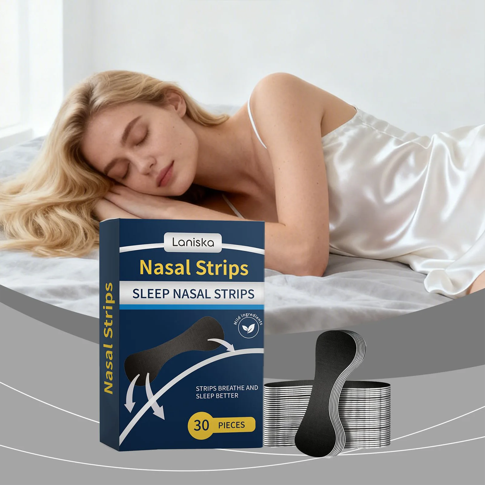 

30 Pieces Sleep Nasal Strips Gentle Care for Nighttime Breathing Improvement Women Men