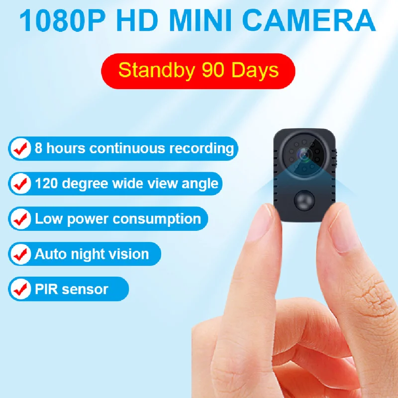 Imagem -03 - Mini Câmera Detecção de Movimento Pir Câmera de Baixa Potência hd 1080p Sensor Visão Noturna Filmadora Dvr Micro Esporte dv Vídeo Pequena Cam Md29