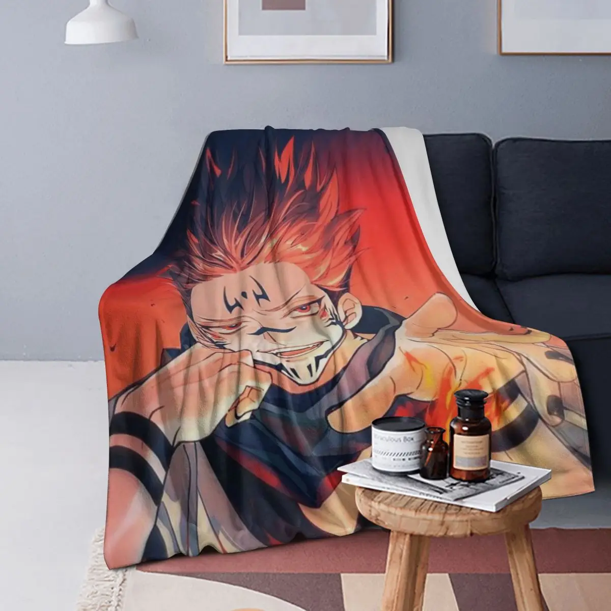 

Одеяло Sukuna Ryomen-Jujutsu Kaisen, мягкое теплое фланелевое одеяло, покрывало для кровати, гостиной, пикника, путешествия, домашний диван