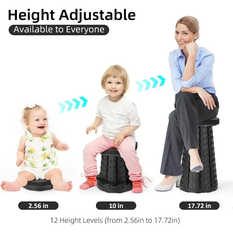 Collapsible Stool Portable Folding Expandable Stool with Carrying Straps Home Space Saving Furniture Stools for Camping Fishing