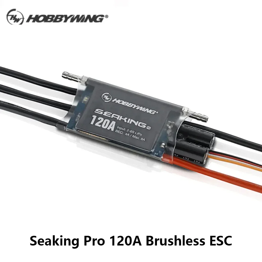 BoMasHobbywing Seaking Pro 120A Sensorless Brushless ESC 2-6S Waterproof 6V/7.4V,4A BEC For ECO, Mono1/Other Competition Boats