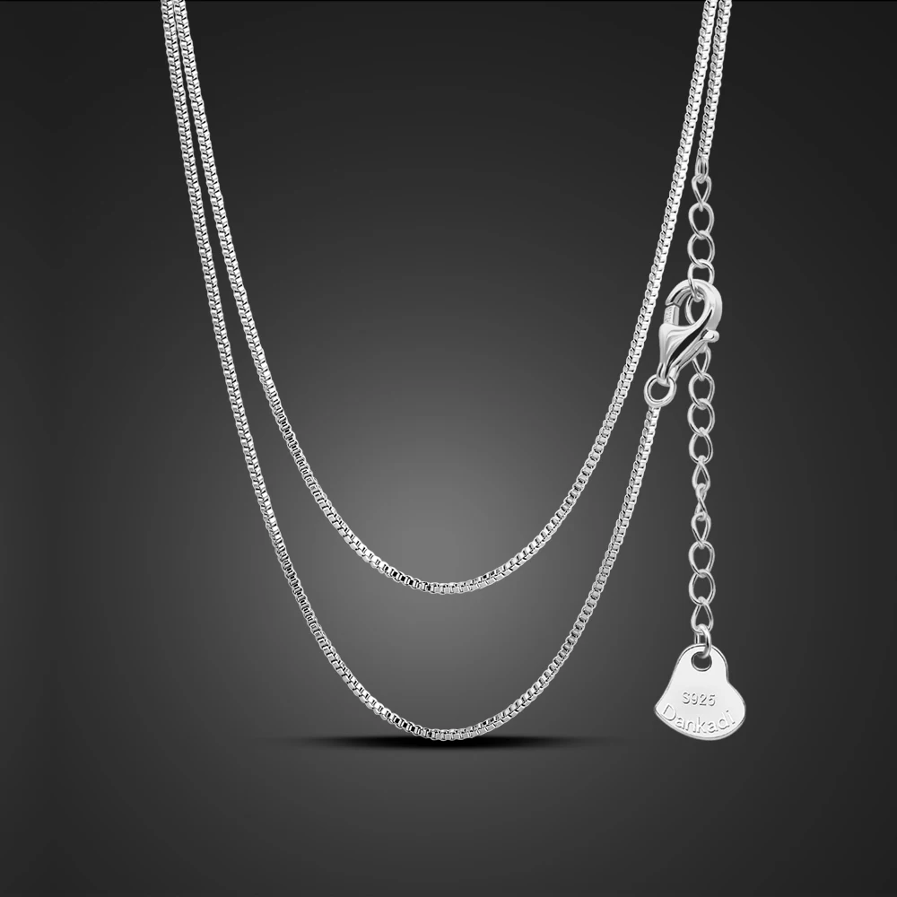 Italy 925 Sterling Silver Necklace For Women Girls 0.9mm Box Chain 1.3mm Rolo Chain O-Chain Pendant Choker 16 