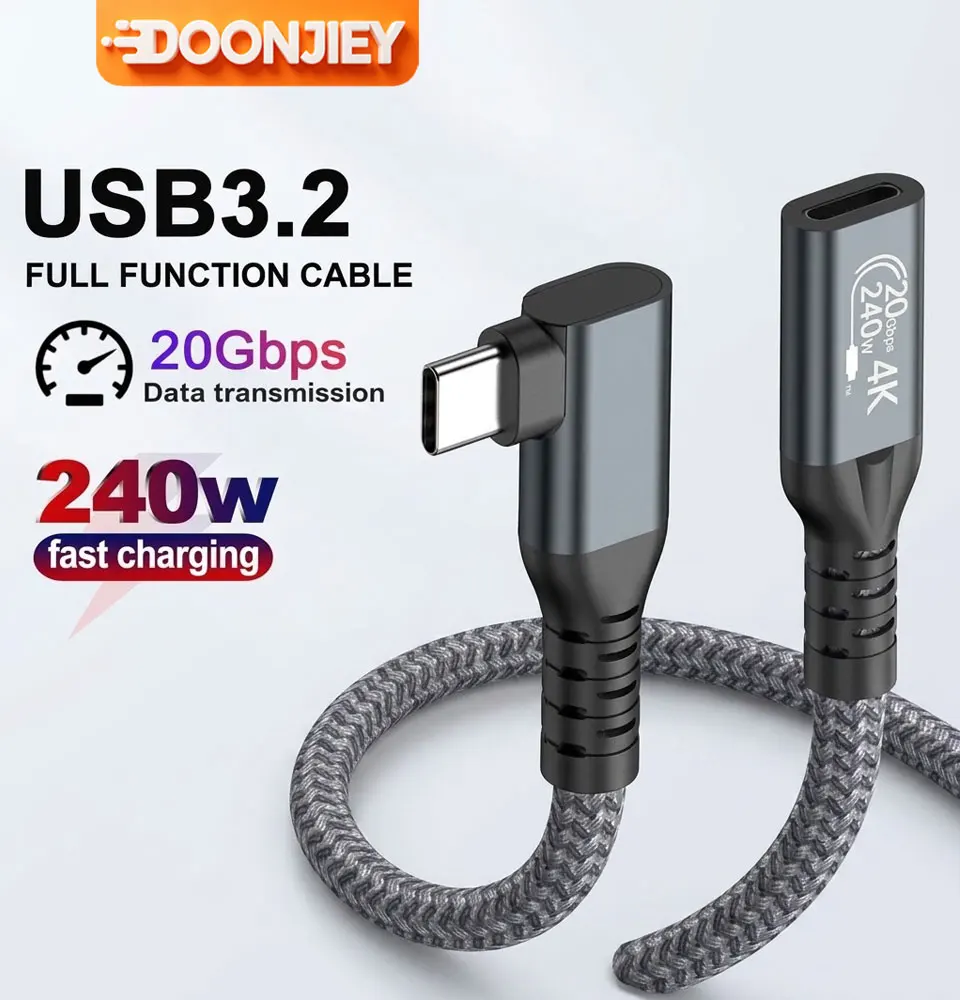 DOONJIEY Full‑Function USB‑C Cable, USB 3.2 Gen2 20Gbps Data Transfer, 4K@60Hz 240W PD Fast Charging Cord for Laptop MacBook