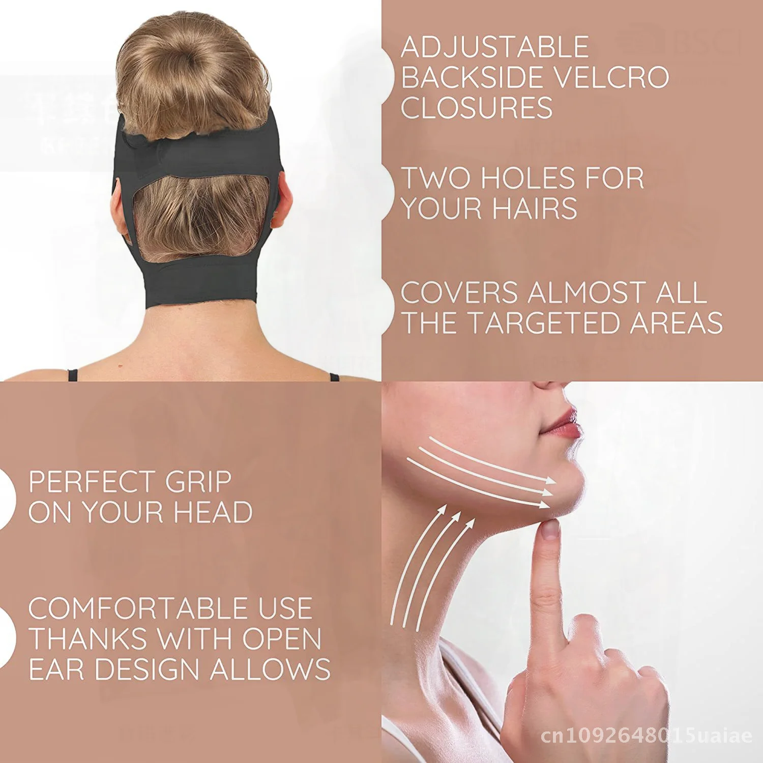 Sangle de Compression pour le cou et le menton en forme de V, Bandage de Lifting du visage, masque Double menton pour le teint foncé, dispositif de beauté multifonctionnel