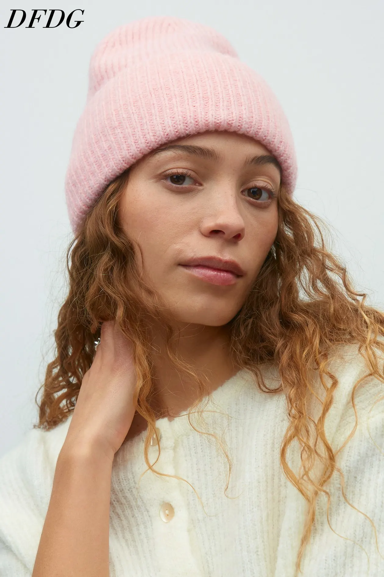 DFDG Women 2026 Ribbed Knit Beanie Hat Cuffed Design Soft Warm Stretchy Solid Winter Headwear For Daily Outdoor Wear Casual Cap