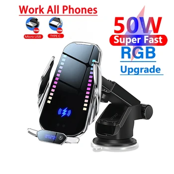 50W araba kablosuz şarj cihazı iPhone 15 16 Pro Max 14 13 12 manyetik adaptör hızlı şarj için Huawei Mate 60 Pro Samsung Xiaomi