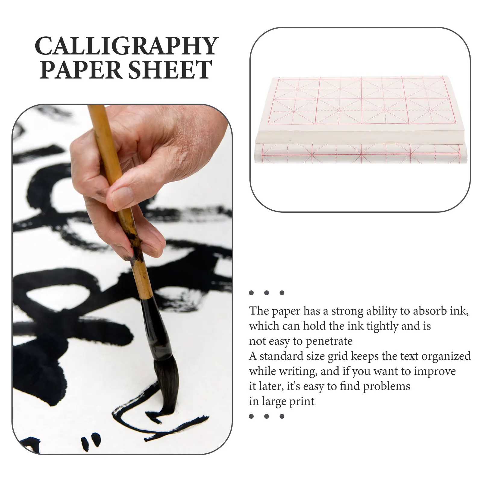

100Pcs Professional Calligraphy Paper Thickened Xuan Rice Paper Multipurpose Practice Sheets for Writing Sumi Art