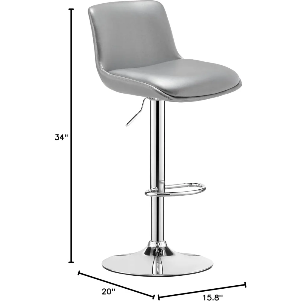Sgabelli da bar, Sgabello girevole moderno imbottito con schienale per bar e bancone, altezza regolabile da 24 a 34, set di 2