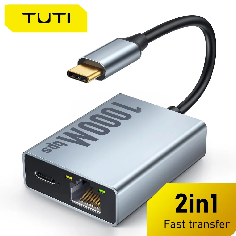 Electop 1000Mbps USB to network adapter, suitable for Chromecast, with Google TV Type-C to RJ45, 2-in-1 suitable for laptops