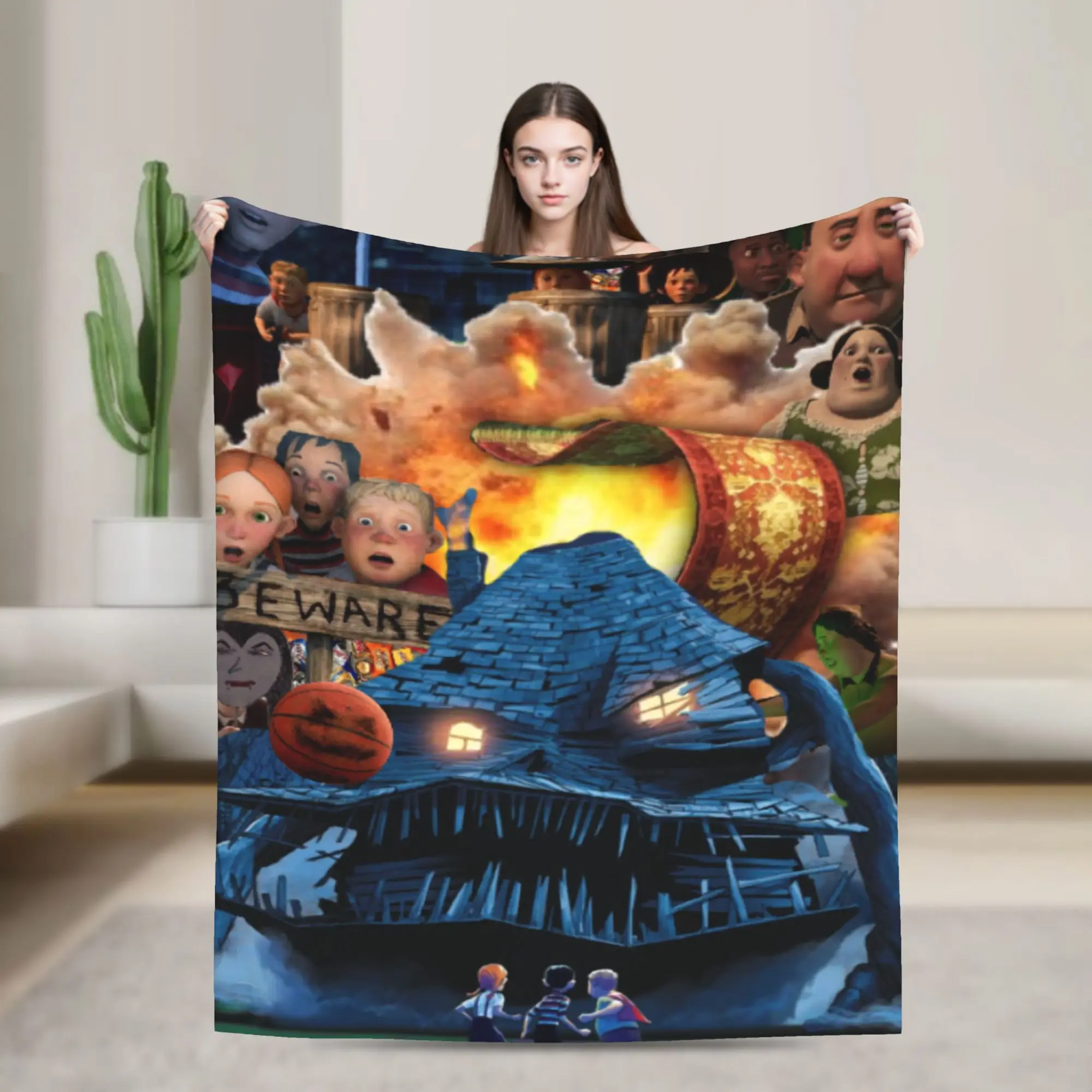 فيلم الرسوم المتحركة مونستر هاوس رمي بطانية للأريكة لينة غامض بطانية قطيفة 50x60 بوصة أحجام متعددة المفرش جميع المواسم #1