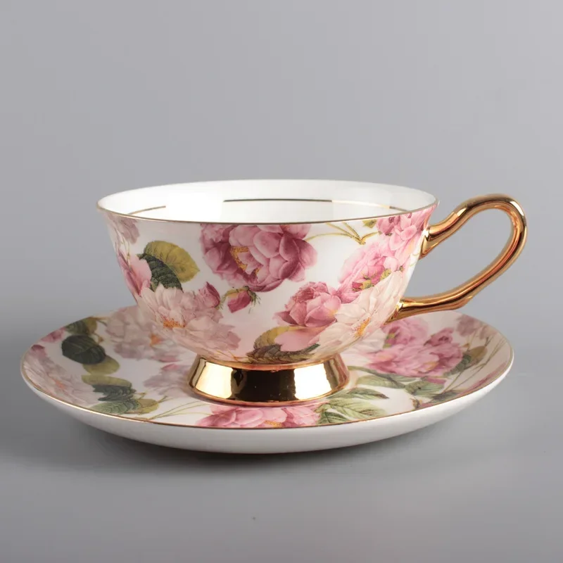 Full Flower Coffee Cups and Saucers Can Be Made European Bone China Cup Practical British Afternoon Tea Ceramic Cup Gift