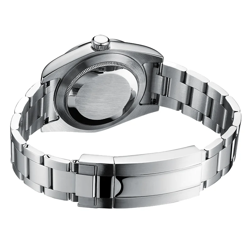 PHYLIDA 39 мм автоматические механические роскошные повседневные часы с синим циферблатом и оранжевыми стрелками, классические, без даты, 100 м WR