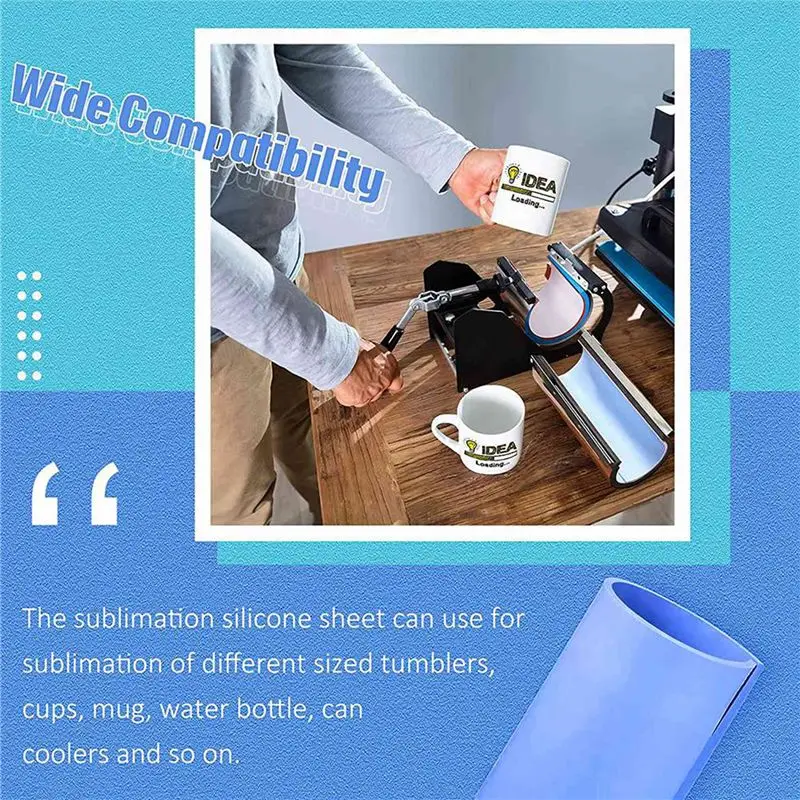 A01F-6 Pcs Sublimation Tumbler Wrap Silicone Sheets With Mug Press Bundle Accessories And Mug Press Sublimation Machine