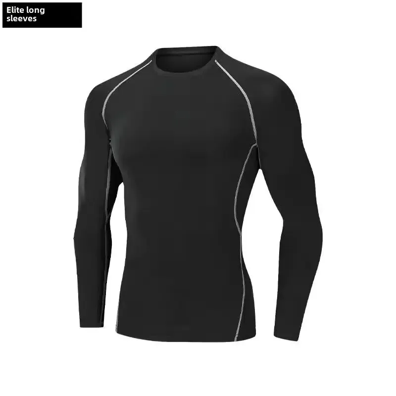 العرض عبر الحدود للرجال الرياضة ضيق كم طويل سريعة الجافة ضغط كرة السلة أعلى كرة القدم صدرة للجري ملابس اللياقة البدنية #3