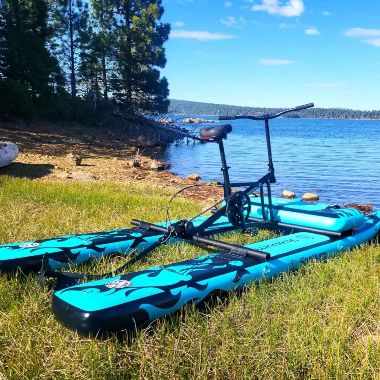 

Надувной водный велосипед Spatium Factory для одного человека, аквабайк с педальным приводом, надувной морской велосипед, водный велосипед с педальным приводом для взрослых