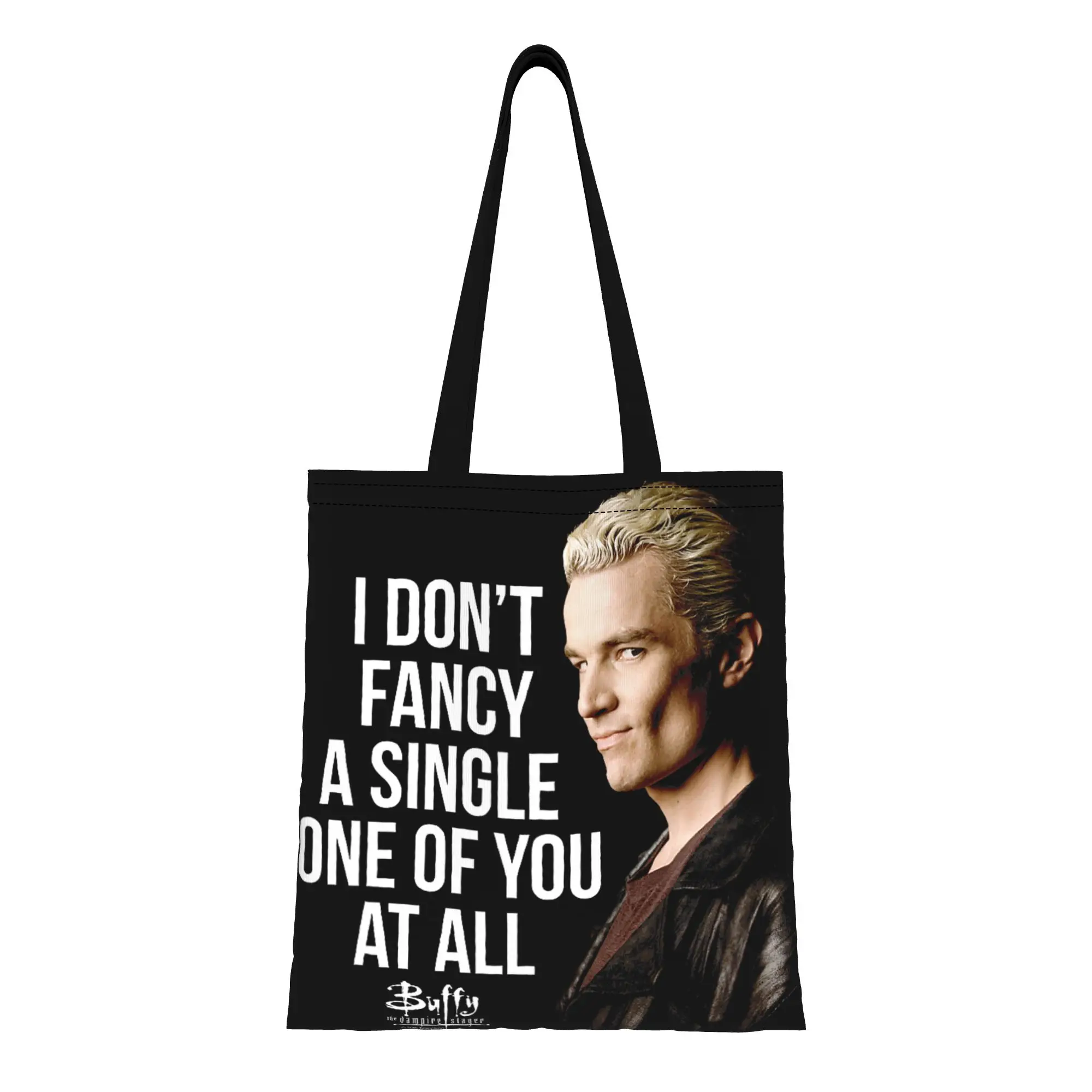 1PC Large Capacity Spike Quote Gothic Hunter Buffy  Canvas Tote Bag Foldable Chic Pattern No Closed Design