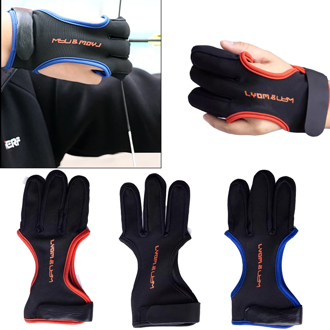 Gant de tir à l'arc à 3 doigts en plein air-gants de protection en cuir à trois doigts pour le tir chasse accessoires d'arc classique