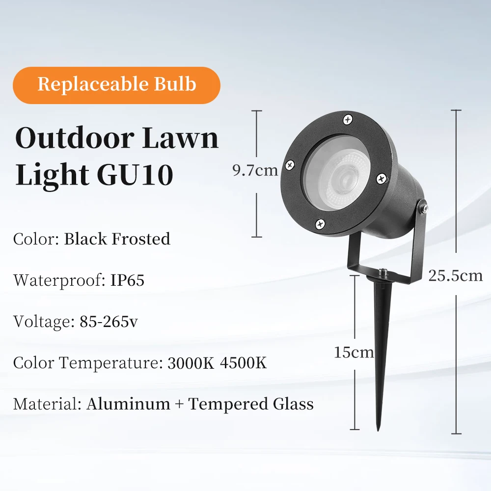 CANMEIJIA LED-Rasenleuchte für den Außenbereich, GU10, austauschbare Glühbirne, Wegelampe, wasserdicht, Garten- und Terrassenlampe, 85–265 V, Landschaftsstrahler, Gehweg, Hof 3