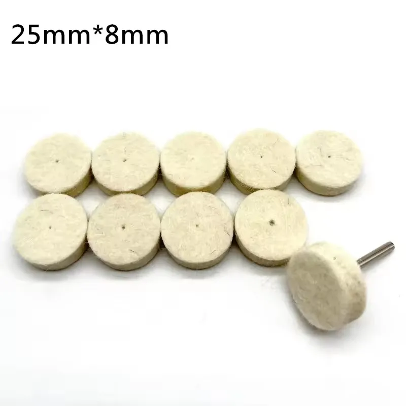 10Pcs Grinding Polishing Buffing Round Wheel Pad Wool Felt +1 Rod 3.2mm Shank Metal Surface For Dremel Rotary Tools Accessories