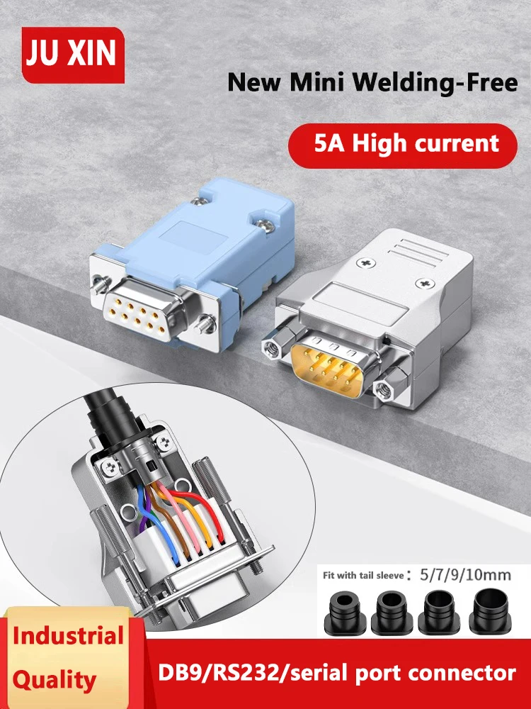 Torch letter DB9 solder-free joint 9-pin connector solder-free female male RS232 serial port 485 universal mini type