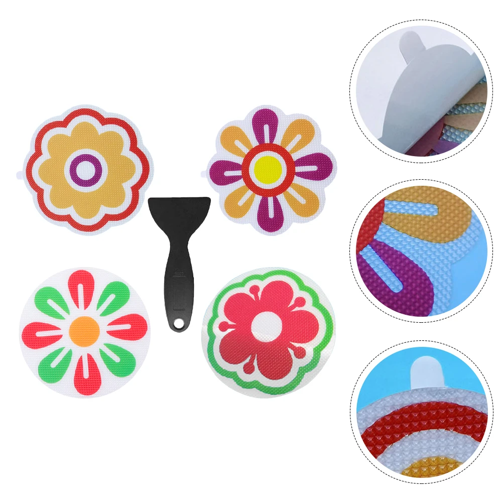 

4pcs Cartoon Non-Slip Children Bath Tile Decals Anti-Skidding For Bathroom Kitchen Hotel Self-Adhesive Bathtub Non-Slip Tile