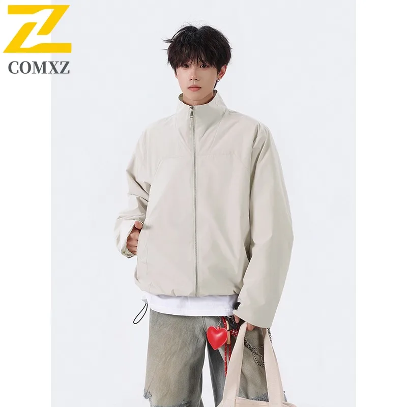 

Autumn Retro Utility Jacket Men's Water-Resistant Windproof Stand Collar Casual Coat Autumn Versatile Workwear Outdoor sports